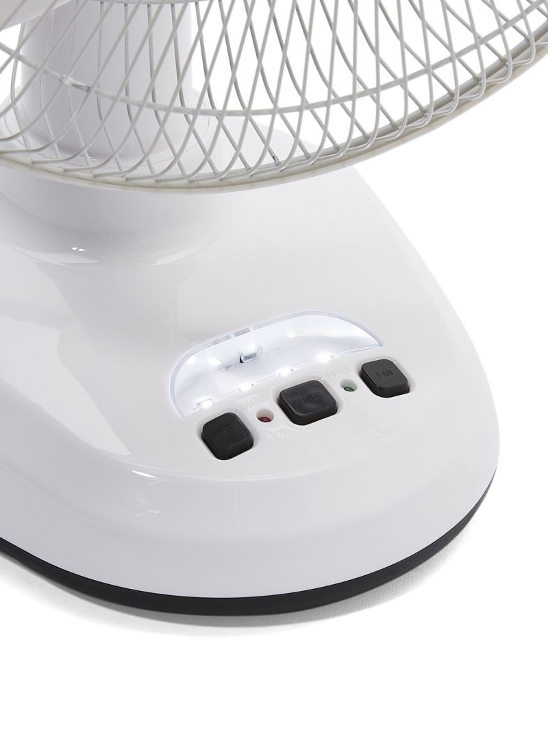 25W 12-Inch Rechargeable Oscillating Fan KNF6065 White